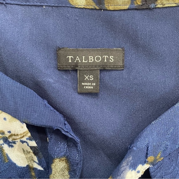Talbots Blue White Floral Print Dress Tank Blouse Size Extra Small - Picture 3 of 7